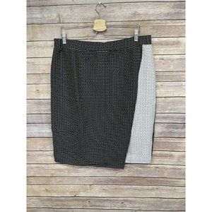 Jessica London 14/16 NWT Faux Wrap Style Skirt Black White Elastic Waist Career